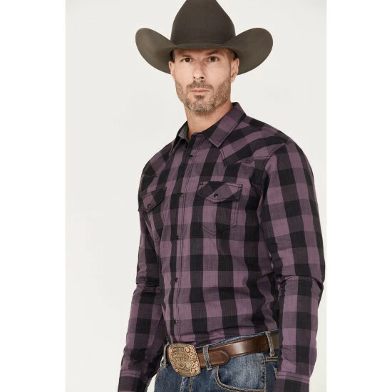 Cheapest ๐ Cody James Men's Rustler Large Plaid Snap Western ๐ Shirt Purple ๐ - Image 2