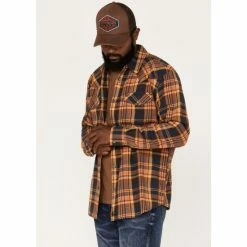 Best deal 🤩 Cody James Men's Wood Chuck Large Plaid Snap Western Flannel 👕 Shirt Brown 👏