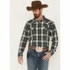 Hot Sale 🛒 Cody James Men's Buck Plaid Print Long Sleeve Snap Western Flannel 👚 Shirt Tan 👍