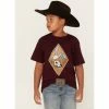 Budget 😍 Cody James Boys' Desert Cactus & Skull Logo Graphic T-Shirt Maroon 🧨