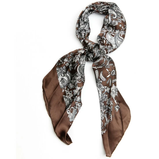 Deals โ๏ธ Cody James Men's Screen Printed Wild Rag Silk Scarf Brown ๐