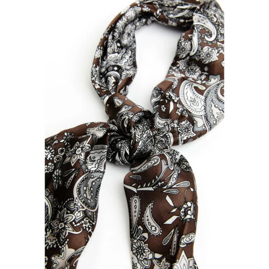 Deals โ๏ธ Cody James Men's Screen Printed Wild Rag Silk Scarf Brown ๐ - Image 2