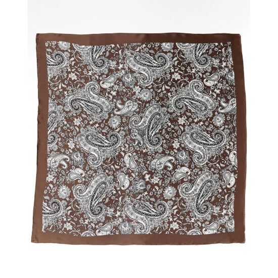 Deals โ๏ธ Cody James Men's Screen Printed Wild Rag Silk Scarf Brown ๐ - Image 3