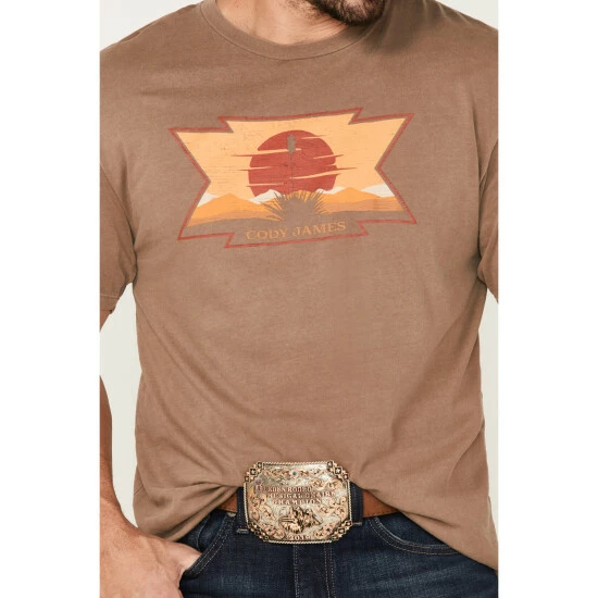 Best Sale ๐ Cody James Men's Sunset Logo Graphic T-Shirt Tan โญ - Image 3