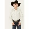 Buy ✔️ Cody James Boys' Crackle Southwestern Print Long Sleeve Snap Western 👕 Shirt White ⭐