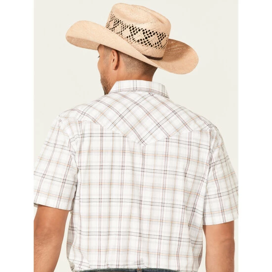 Brand new ๐ฅฐ Cody James Men's Eastland Large Plaid Short Sleeve Snap Western ๐ Shirt White ๐ - Image 4