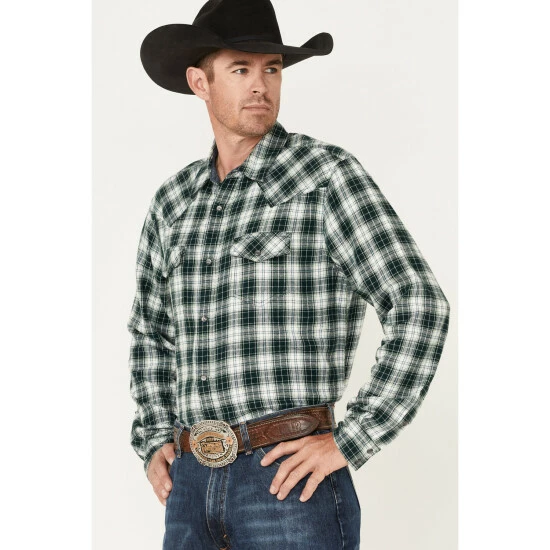 Cheapest ✔️ Cody James Men's Weeping Willow Medium Plaid Western Snap Flannel 👕 Shirt Green 😍 - Image 2