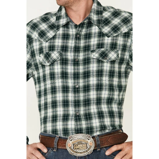 Cheapest ✔️ Cody James Men's Weeping Willow Medium Plaid Western Snap Flannel 👕 Shirt Green 😍 - Image 3