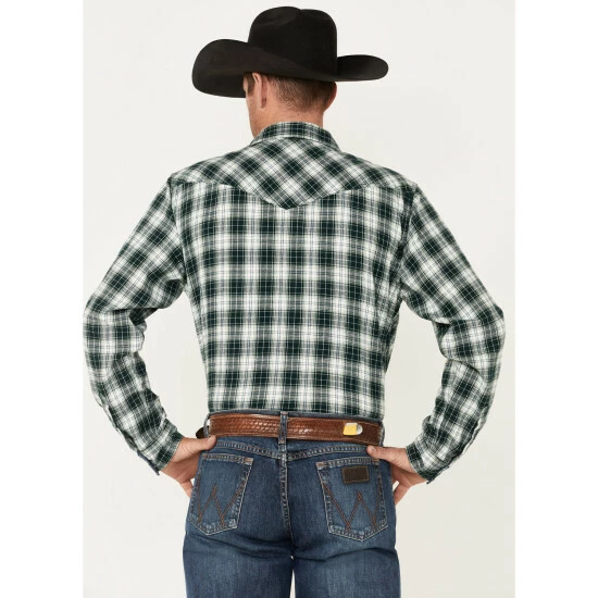 Cheapest ✔️ Cody James Men's Weeping Willow Medium Plaid Western Snap Flannel 👕 Shirt Green 😍 - Image 4