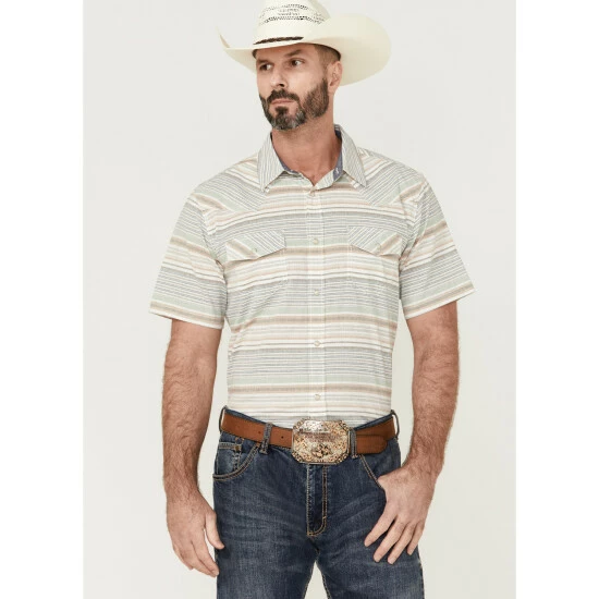 Flash Sale 😀 Cody James Men's Faithful Horizontal Stripe Short Sleeve Snap Western 👕 Shirt Multi 😉