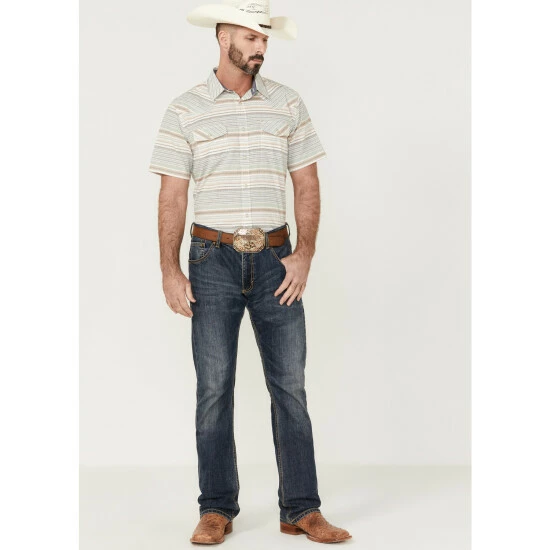Flash Sale 😀 Cody James Men's Faithful Horizontal Stripe Short Sleeve Snap Western 👕 Shirt Multi 😉 - Image 2