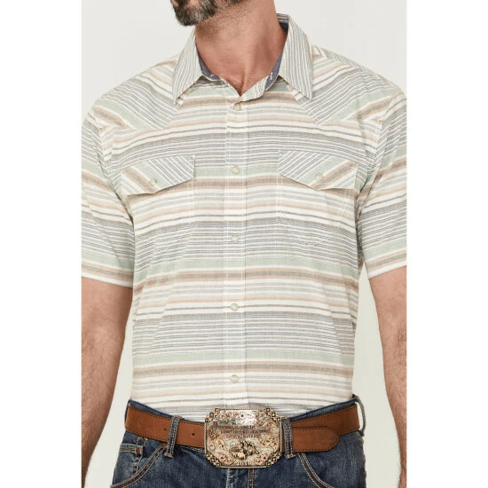 Flash Sale 😀 Cody James Men's Faithful Horizontal Stripe Short Sleeve Snap Western 👕 Shirt Multi 😉 - Image 3