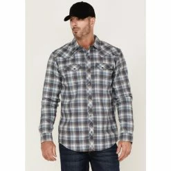 Coupon ๐ Cody James Men's FR Large Plaid Long Sleeve Snap Work ๐ Shirt Charcoal ๐ฅ