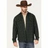 Promo 👏 Cody James Men's Alder Tree Plaid Button-Down Bonded Western Flannet 👕 Shirt Jacket Green ⭐