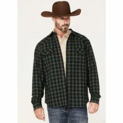 Promo 👏 Cody James Men's Alder Tree Plaid Button-Down Bonded Western Flannet 👕 Shirt Jacket Green ⭐
