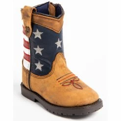 Best Sale 🎁 Cody James Toddler Boys' USA Flag Western 🥾 Boots - Wide Square Toe For Toddler-Boy Brown 🤩