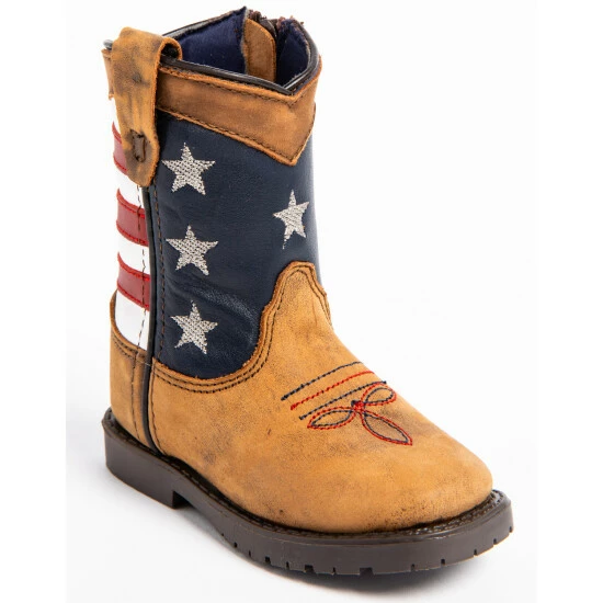 Best Sale ๐ Cody James Toddler Boys' USA Flag Western ๐ฅพ Boots - Wide Square Toe For Toddler-Boy Brown ๐คฉ