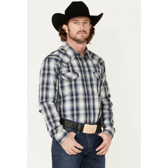 Best Pirce 🔥 Cody James Men's Trailblazer Plaid Print Long Sleeve Western Snap 👕 Shirt Blue 😀 - Image 2