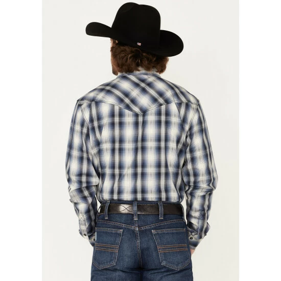 Best Pirce 🔥 Cody James Men's Trailblazer Plaid Print Long Sleeve Western Snap 👕 Shirt Blue 😀 - Image 4