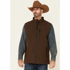 Budget 🎁 Cody James Core Men's Brown Bonded Wrightwood Zip-Front Softshell Vest - Big & Tall 🔔