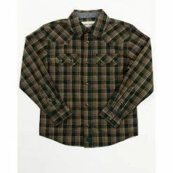 Best Sale โค๏ธ Cody James Boys' Douglas Fir Plaid Print Long Sleeve Snap Western ๐ Shirt - Toddler For Toddler-Boy Green ๐ฅฐ