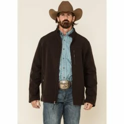 Discount 🎁 Cody James Men's Brown Steamboat Softshell Bonded Zip Front Jacket ✨