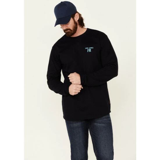 Promo 🔔 Cody James Men's FR Navy Back Graphic Long Sleeve Work T-Shirt 💯