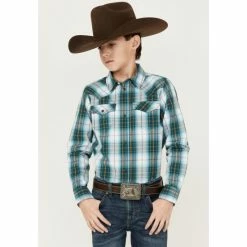 Best deal 🛒 Cody James Boys' Plaid Print Long Sleeve Western 👕 Shirt Blue 👍