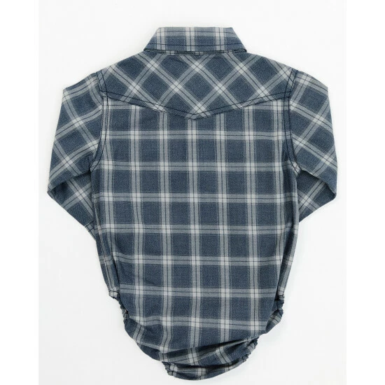Wholesale ๐ Cody James Infant-Boys' Plaid Print Long Sleeve Western Snap Onesie Navy โญ - Image 3