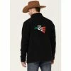 Cheapest 💯 Cody James Core Men's Mexico Embroidered Sleeve Logo Zip-Front Steamboat Jacket Black 😉
