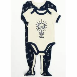 Brand new 🧨 Cody James Infant-Boys' Desert Conversation Print Onesie Footed Pj Set - 2-Piece Navy 😉