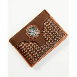 Flash Sale 🎉 Cody James Men's Longhorn Concho Tooled Leather Bifold Wallet Brown 🔥