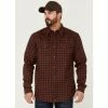 Brand new 🌟 Cody James Men's FR Tartan Plaid Long Sleeve Snap Work 👕 Shirt Brown 🔔