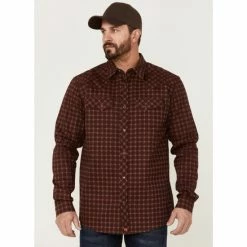 Brand new 🌟 Cody James Men's FR Tartan Plaid Long Sleeve Snap Work 👕 Shirt Brown 🔔