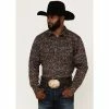 New 💯 Cody James Men's Bandera Large Paisley Print Long Sleeve Snap Western 👕 Shirt Brown 🛒
