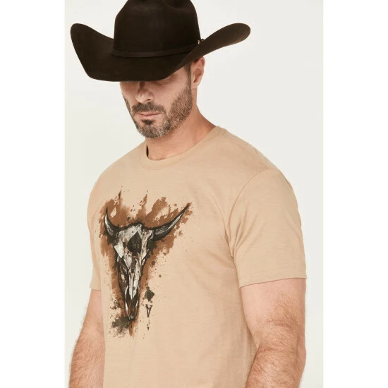 Outlet 🤩 Cody James Men's Skull Card Short Sleeve Graphic T-Shirt Beige/khaki 😉 - Image 2