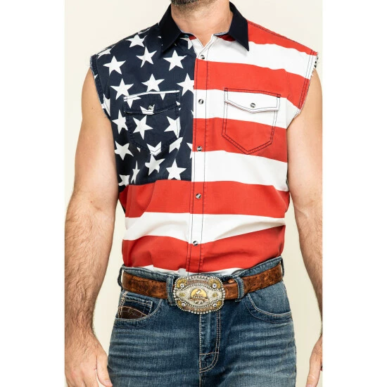 Hot Sale โ Cody James Men's American Flag Bubba Sleeveless Western ๐ Shirt Red ๐คฉ - Image 4