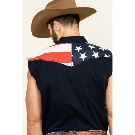 Hot Sale โ Cody James Men's American Flag Bubba Sleeveless Western ๐ Shirt Red ๐คฉ - Image 5