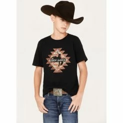 New ๐ Cody James Boys' Southwestern Logo Graphic T-Shirt Black ๐ฅ
