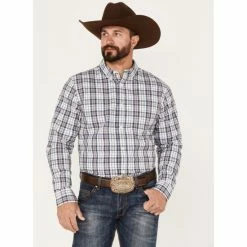 New 👍 Cody James Men's Tonight Small Plaid Button Down Western 👚 Shirt White ❤️