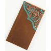 Outlet 😀 Cody James Men's Turquoise Underlay & Brown Tooled Rodeo Wallet 🎁