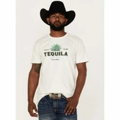 Outlet 🌟 Cody James Men's Tequila Shot Ivory Graphic Short Sleeve T-Shirt ⌛