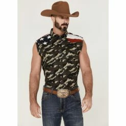 Wholesale 👏 Cody James Men's Alpha Camo Print Bubba Sleeveless Snap Western 👚 Shirt Camouflage 🔥