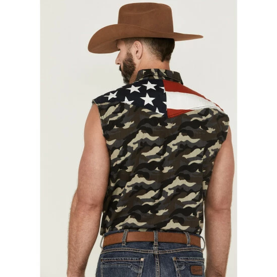 Wholesale ๐ Cody James Men's Alpha Camo Print Bubba Sleeveless Snap Western ๐ Shirt Camouflage ๐ฅ - Image 4