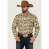 Best Sale 🎉 Cody James Men's Rushmore Print Long Sleeve Snap Western 👚 Shirt Turquoise ❤️