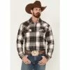 Flash Sale 💯 Cody James Men's Cabin Fever Long Sleeve Snap Western Flannel 👚 Shirt Cream 🎉