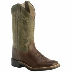 Cheap 🔥 Cody James Boys' Stitched Olive Cowboy 🥾 Boots - Square Toe Barnwood 😉