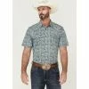 Flash Sale 💯 Cody James Men's Vista Paisley Print Short Sleeve Snap Western 👚 Shirt Blue 😉