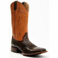 New ๐ฅ Cody James Men's Melbourne Cognac Leather Western ๐ฅพ Boots - Broad Square Toe Orange ๐