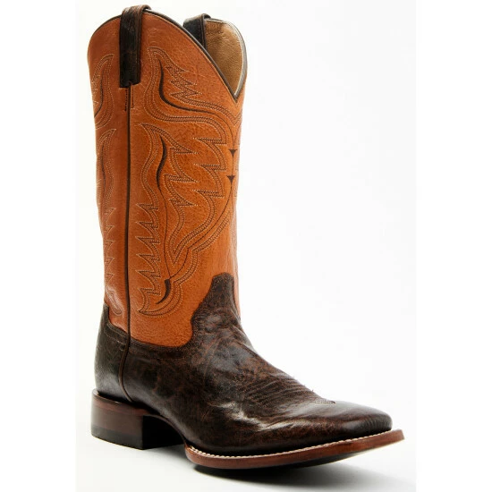 New ๐ฅ Cody James Men's Melbourne Cognac Leather Western ๐ฅพ Boots - Broad Square Toe Orange ๐